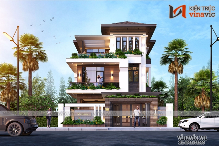 Ý tưởng thiết kế nhà 3 tầng mái thái 100m2 - Hình 2