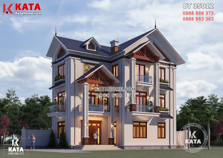 Ý tưởng thiết kế nhà 3 tầng mái thái 100m2 - Hình 4