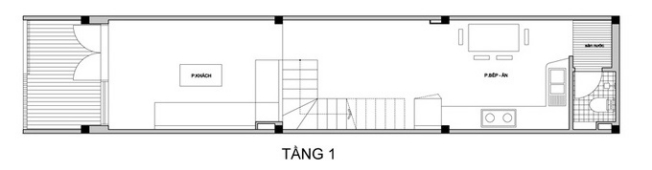 Mặt bằng tầng 1 nhà 4 tầng 40m2