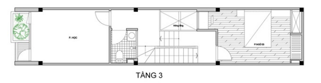 Mặt bằng tầng 3 nhà 4 tầng 40m2