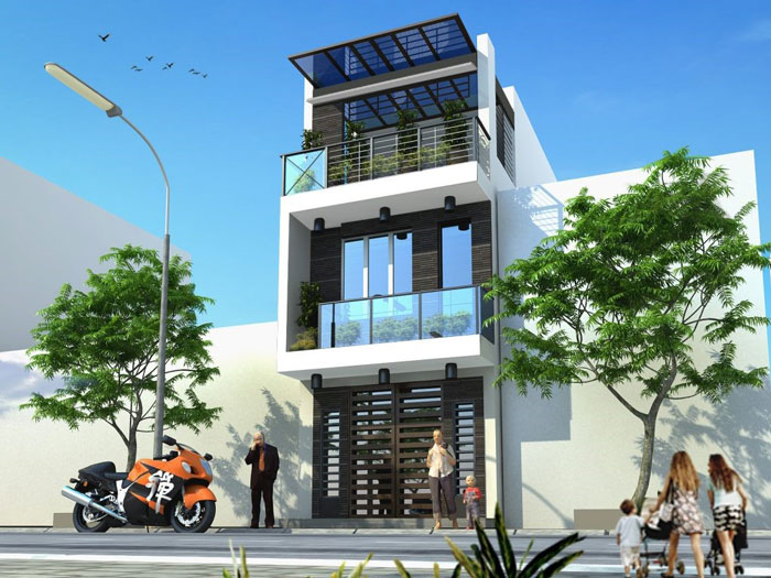 Mẫu nhà 3 tầng mặt tiền 6m với phong cách hiện đại