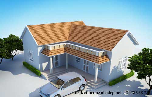 Thiết kế nhà cấp 4 mái thái hình chữ l đẹp - Hình 2