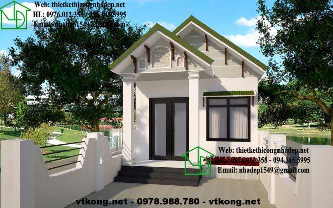 Mẫu nhà cấp 4 lợp tôn nhỏ xinh