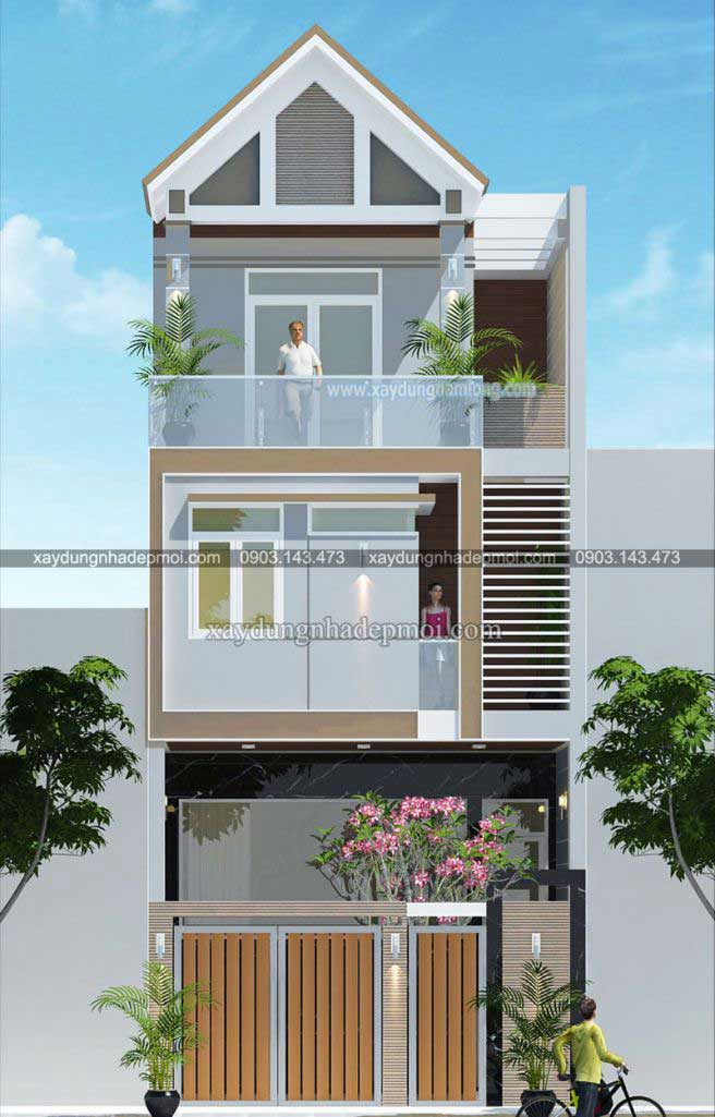Mẫu nhà phố 3 tầng mặt tiền 5m đẹp - Hình 1
