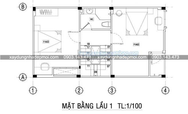 Bản vẽ thiết kế nhà phố 3 tầng đẹp - Hình 3