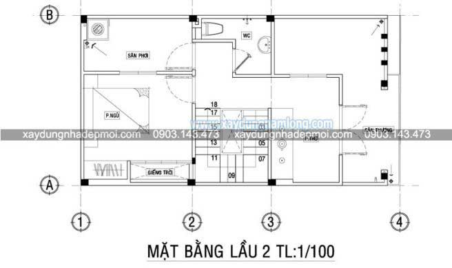 Bản vẽ thiết kế nhà phố 3 tầng đẹp - Hình 4