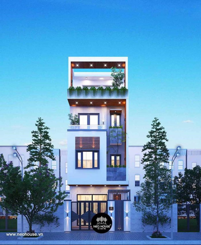 Mẫu nhà phố đẹp 4 tầng 3 phòng ngủ 1 phòng thờ