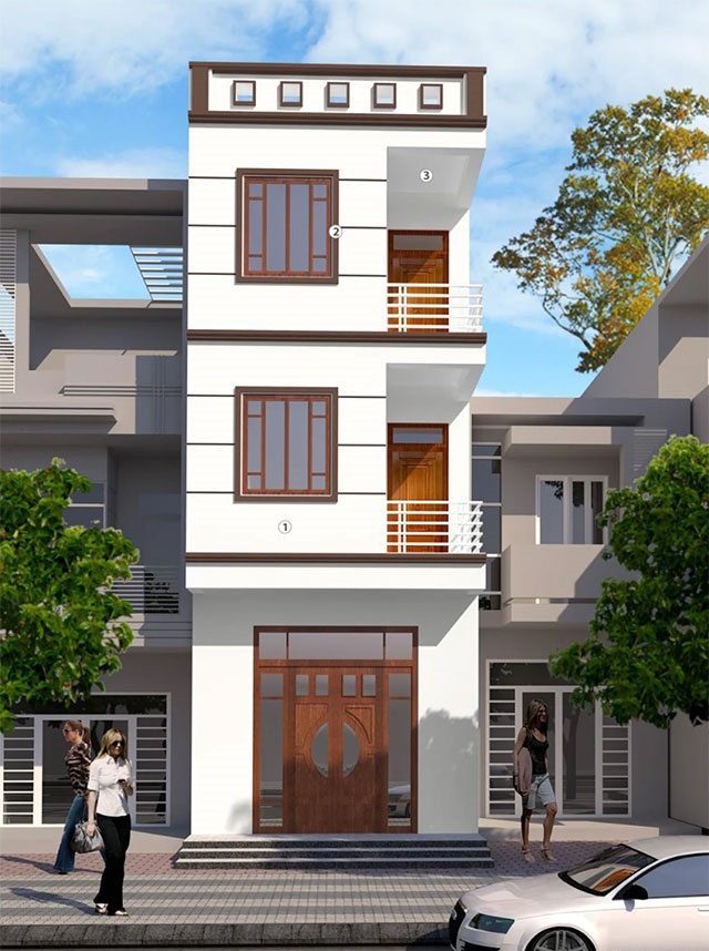 màu trắng sứ kết hợp màu nâu