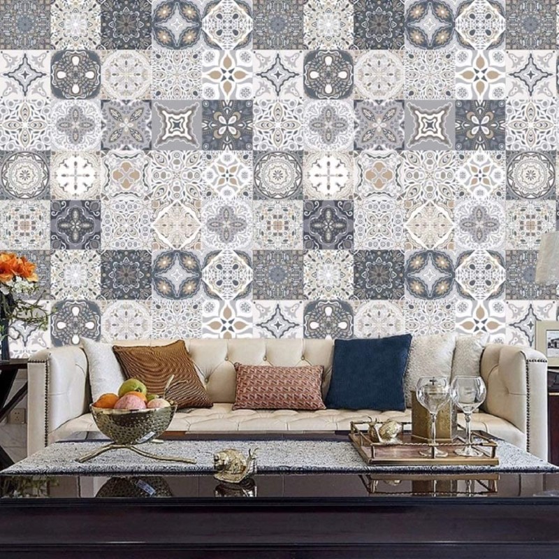 Các mẫu gạch phối màu tường phòng khách