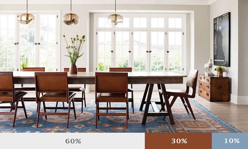 Phối màu sơn nhà xám - nâu - xanh