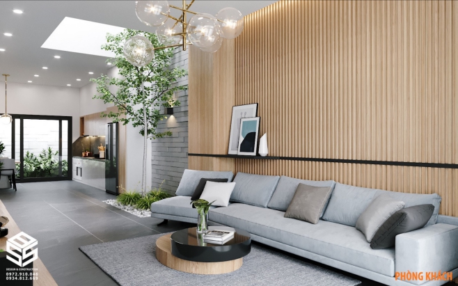 Phòng khách căn nhà 4 tầng diện tích 30m2