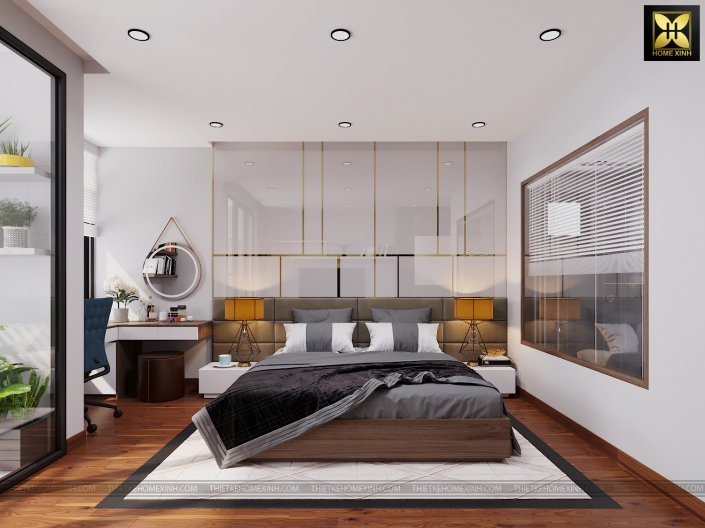 Nội thất phòng ngủ nhà 3 tầng mái thái 100m2