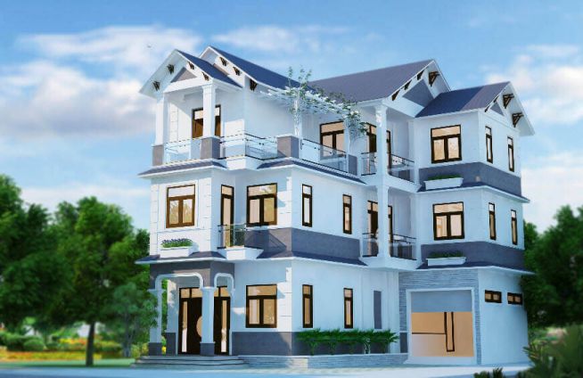 mẫu sơn nhà màu xanh dương