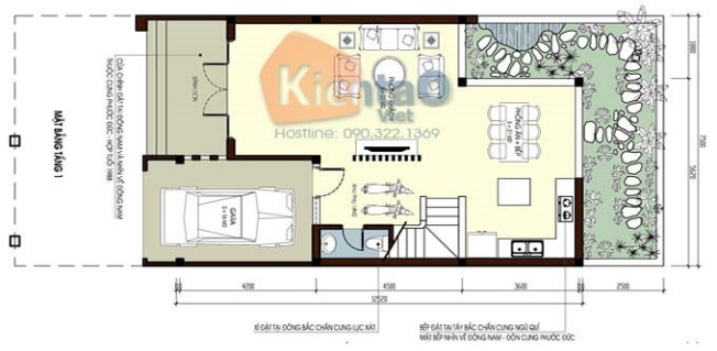 Bản vẽ mặt bằng tầng 3 nhà 3 tầng diện tích 7x12m