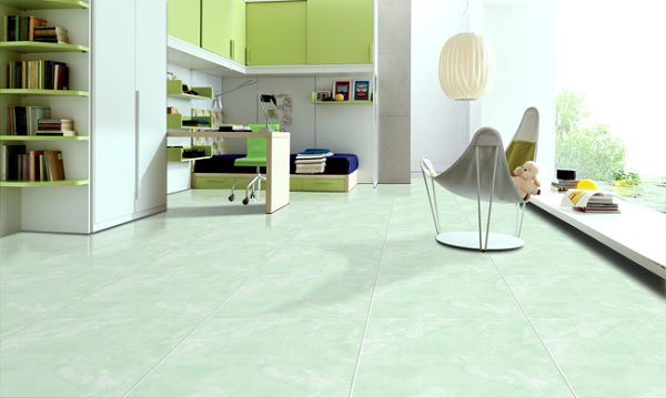 Gạch lát nền màu xanh lá cây đem lại cảm giác tươi mát tràn đầy sức sống.