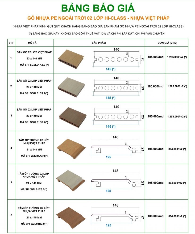 Giá sàn nhựa giả gỗ Việt Pháp